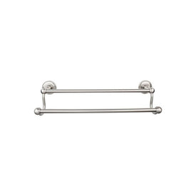 Edwardian 18" Double Towel Bar with Beaded Backplate - Brushed Satin Nickel