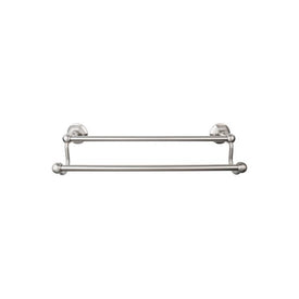 Edwardian 18" Double Towel Bar with Hex Backplate - Brushed Satin Nickel