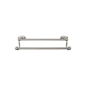 Edwardian 18" Double Towel Bar with Oval Backplate - Brushed Satin Nickel