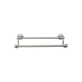 Edwardian 18" Double Towel Bar with Plain Backplate - Brushed Satin Nickel