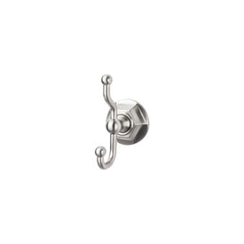 Edwardian Double Robe Hook with Hex Backplate - Brushed Satin Nickel