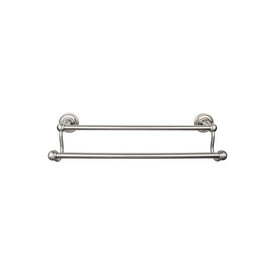 Edwardian 18" Double Towel Bar with Rope Backplate - Brushed Satin Nickel
