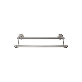 Edwardian 18" Double Towel Bar with Hex Backplate - Antique Pewter