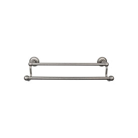 Edwardian 18" Double Towel Bar with Plain Backplate - Antique Pewter