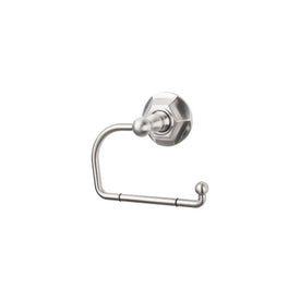Edwardian Open Post Toilet Paper Holder with Hex Backplate - Brushed Satin Nickel
