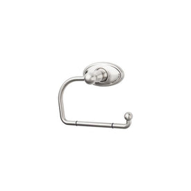 Edwardian Open Post Toilet Paper Holder with Oval Backplate - Brushed Satin Nickel