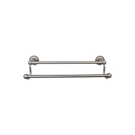 Edwardian 18" Double Towel Bar with Rope Backplate - Antique Pewter