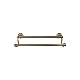Edwardian 18" Double Towel Bar with Hex Backplate - German Bronze