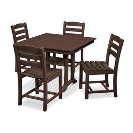 La Casa Cafe Five-Piece Farmhouse Trestle Side Chair Dining Set - Mahogany