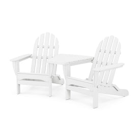 Classic Folding Adirondacks with Connecting Table - White