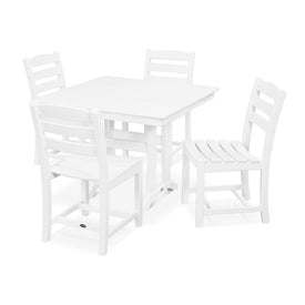 La Casa Cafe Five-Piece Farmhouse Trestle Side Chair Dining Set - White