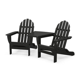 Classic Folding Adirondacks with Connecting Table - Black