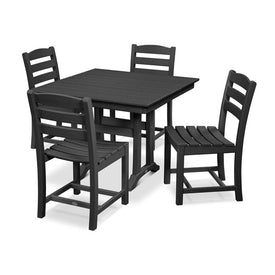 La Casa Cafe Five-Piece Farmhouse Trestle Side Chair Dining Set - Black