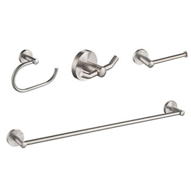 Elie 4-Piece Bath Hardware Set with 24" Towel Bar, Paper Holder, Towel Ring and Robe Hook