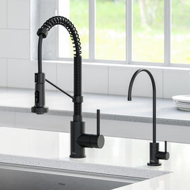 Bolden Commercial-Style Pull Down Kitchen Faucet and Purita Water Filter Faucet Combo