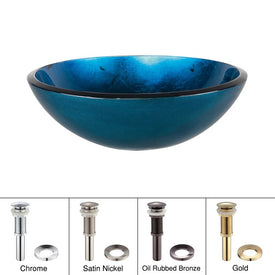 Irruption Glass Vessel Sink with Pop-Up Drain and Mounting Ring