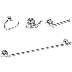 Elie 4-Piece Bath Hardware Set with 24" Towel Bar, Paper Holder, Towel Ring and Robe Hook