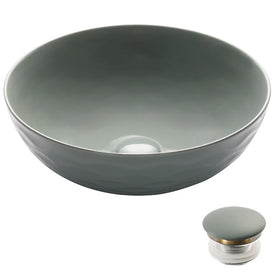 Viva 16.5" D x 5.5" H Round Gray Porcelain Bathroom Vessel Sink with Pop-Up Drain