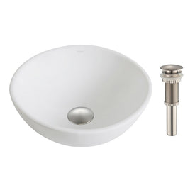 Elavo Small Round Ceramic Bathroom Vessel Sink with Pop-Up Drain