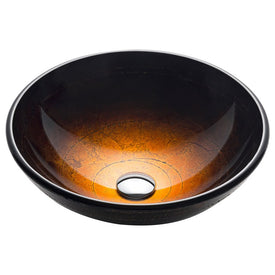 16.5" Round Copper Brown Glass Bathroom Vessel Sink