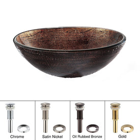 Copper Illusion Glass Vessel Sink with Pop-Up Drain and Mounting Ring