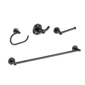 Elie 4-Piece Bath Hardware Set with 24" Towel Bar, Paper Holder, Towel Ring and Robe Hook