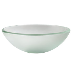 14" Round Frosted Glass Bathroom Vessel Sink