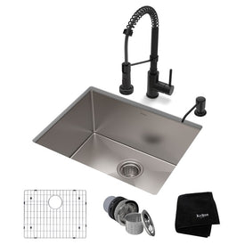 Standart Pro 23" 16-Gauge Kitchen Sink Combo Set with Bolden 18" Kitchen Faucet and Soap Dispenser