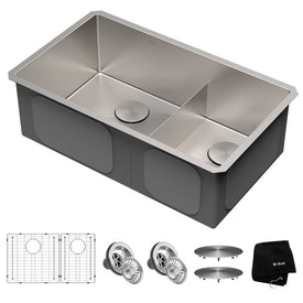 Standart Pro 32" 60/40 Double Bowl 16-Gauge Stainless Steel Undermount Kitchen Sink