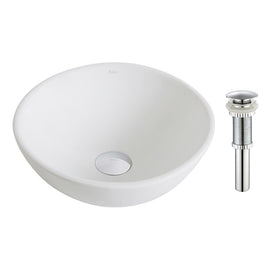 Elavo Small Round Ceramic Bathroom Vessel Sink with Pop-Up Drain