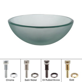 14" Glass Vessel Sink with Pop-Up Drain and Mounting Ring