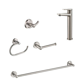 Indy Single Handle Vessel Bathroom Faucet with 24" Towel Bar, Paper Holder, Towel Ring and Robe Hook