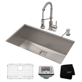 Pax 28.5" 16-Gauge Kitchen Sink Combo Set with Bolden 18" Kitchen Faucet and Soap Dispenser