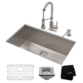 Pax 28.5" 16-Gauge Kitchen Sink Combo Set with Bolden 18" Kitchen Faucet and Soap Dispenser