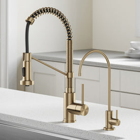 Bolden Commercial-Style Pull Down Kitchen Faucet and Purita Water Filter Faucet Combo