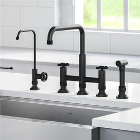 Urbix Industrial Bridge Kitchen Faucet and Water Filter Faucet Combo