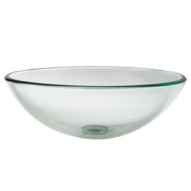 16.5" Round Clear Glass Bathroom Vessel Sink