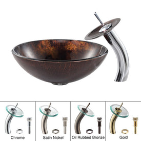Pluto Glass Vessel Sink with Waterfall Faucet