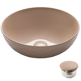 Viva 16.5" D x 5.5" H Round Beige Porcelain Bathroom Vessel Sink with Pop-Up Drain