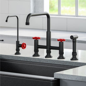 Urbix Industrial Bridge Kitchen Faucet and Water Filter Faucet Combo