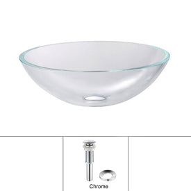 Glass Vessel Sink with Pop-Up Drain and Mounting Ring
