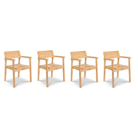 Modurn Teak Outdoor Dining Stackable Armchairs Set of 4