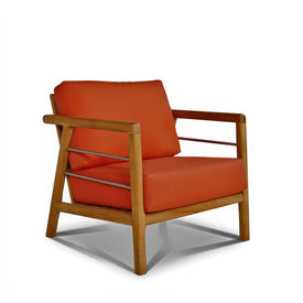 Aalto Teak Deep Seating Outdoor Club Chair with Sunbrella Navy Cushion