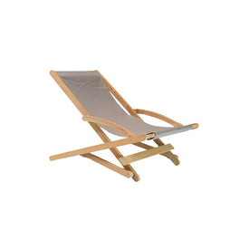 Stella Teak Folding Outdoor Relaxing Chair in Taupe Textilene Fabric