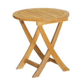 Perrie Round Teak Outdoor Side Folding Table