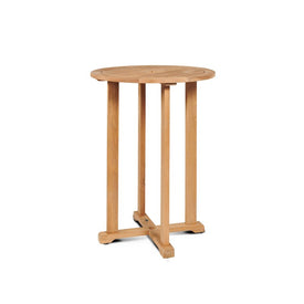 Palm Round Teak Bar Height Outdoor Bistro Table with Umbrella Hole