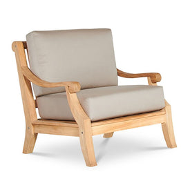 Sonoma Teak Deep Seating Outdoor Club Chair with Sunbrella Antique Beige Cushion