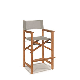 Director Teak Outdoor Counter Height Stool with Taupe Dura Sling Back and Seat
