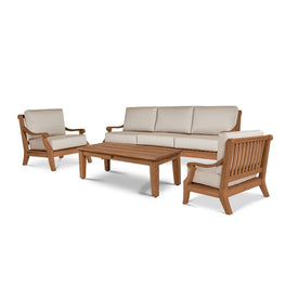 Sonoma 4-Piece Teak Deep Seating Outdoor Sofa Set with Sunbrella Antique Beige Cushions