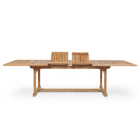 Ihland Rectangular Teak Outdoor Dining Table with Double Extensions